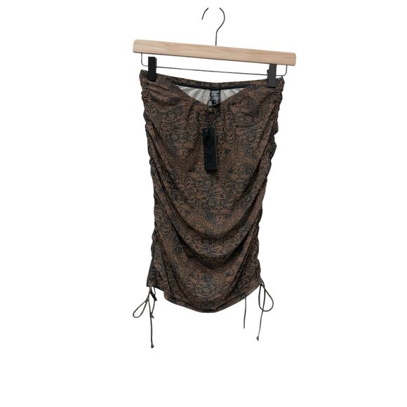 NWT Ed Hardy Brown Tiger‎ Print Mesh Mini Skirt Coverup Women’s Size Medium - Picture 1 of 7